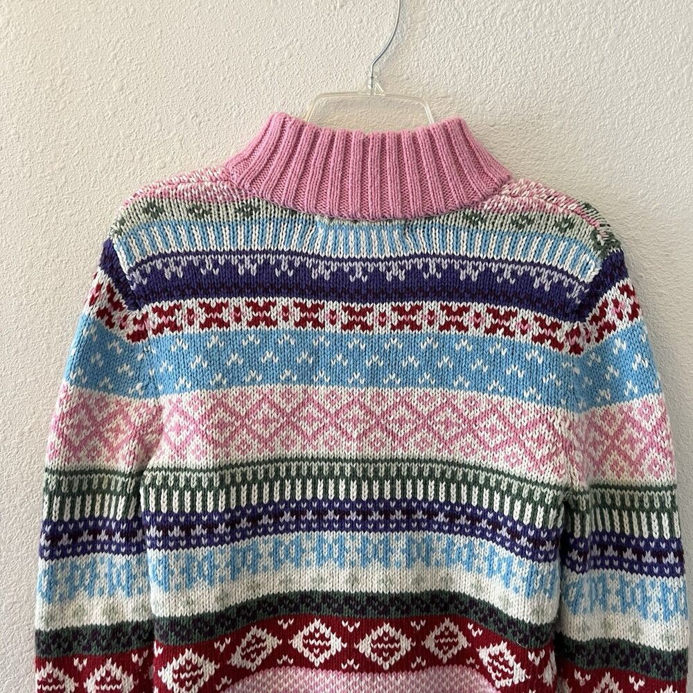 Vintage Y2K Cardigan Sweater Girls XL Fair Isle Full Zip Colorful Ski So Real - Picture 10 of 15